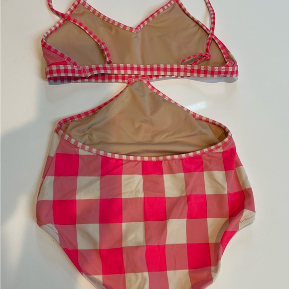 Crewcuts By J.Crew Cutout One Piece Bathing Swimsuit - Gingham - Sz 12 - Picture 2 of 5